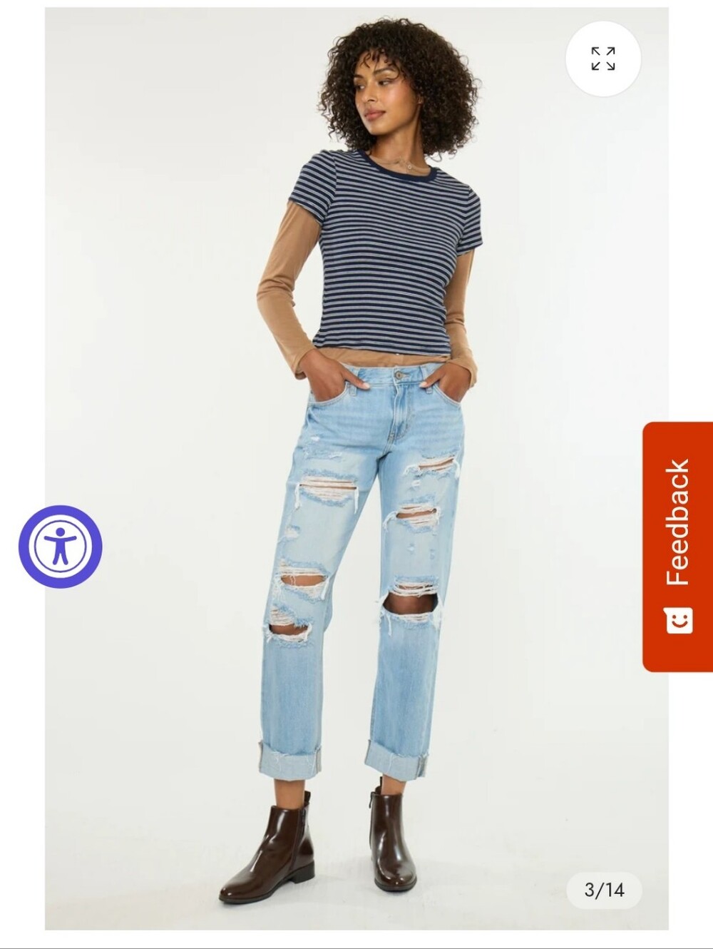 KanCan Light Blue Distressed Boyfriend Jeans